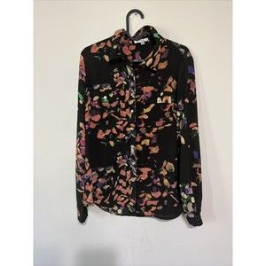 Q & A Womens Floral Print Button Up  Top Size Medium #K20